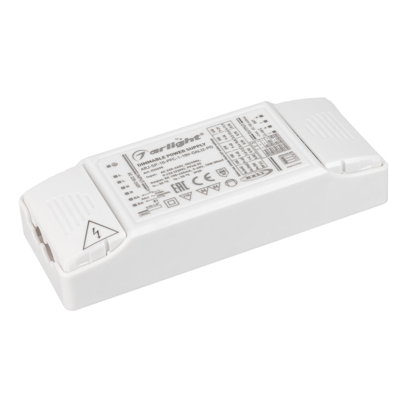 Блок питания ARJ-SP-10-PFC-1-10V-DALI2-PD (10W, 100-440mA) (Arlight, IP20 Пластик, 5 лет) блок питания meltbox nas 000518 для яндекс станции макс