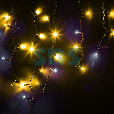 Гирлянда Айсикл (бахрома) светодиодный, 4,0 х 0,6 м, с эффектом мерцания, черный провод КАУЧУК, 230 В, диоды желтые, NEON-NIGHT