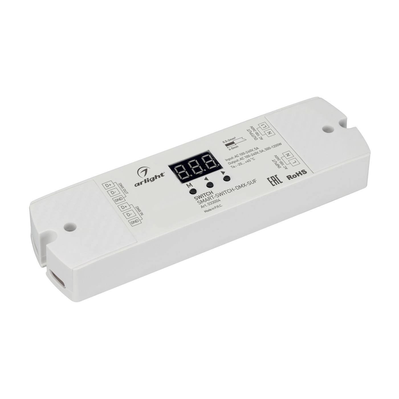 Выключатель SMART-SWITCH-DMX-SUF (230V, 5A) (Arlight, IP20 Пластик, 3 года) выключатель apeyron в профиль инфракрасный ip20 9x10x36 мм встраиваемый