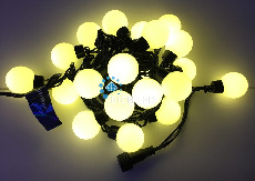 Светодиодная гирлянда 20 LED, 8 Ватт, IP65, для улицы, провод черный, Свечение: постоянное, RL-S5-20C-40B-B/WW