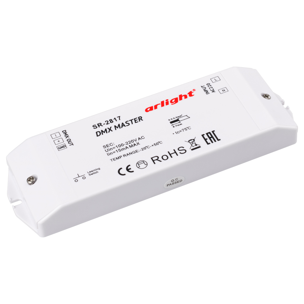 Контроллер DMX SR-2817 (220V, 8 зон) (Arlight, IP20 Пластик, 3 года) контроллер hx 801sb 2048 pix 5 24v sd card arlight