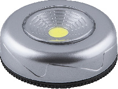 Светодиодный светильник-кнопка (1шт в блистере) 1LED 2W (3*AAA в комплект не входят), 69*25мм, серебро, FN1204