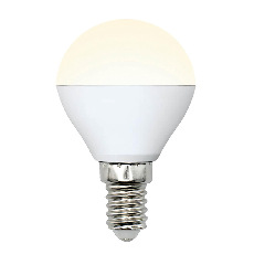 Лампа светодиодная Uniel E14 6W 3000K матовая LED-G45-6W/WW/E14/FR/MB PLM11WH UL-00002375