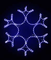 Светодиодная Снежинка Ø0,55м Синяя, Дюралайт на Металлическом Каркасе, IP54