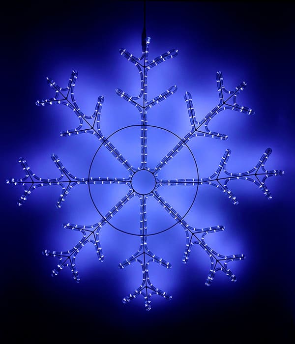Купить Светодиодная Снежинка «Зимняя Классика» Ø1, 1м Синяя, Дюралайт на Металлическом Каркасе, IP54, LC-13048, Laitcom
