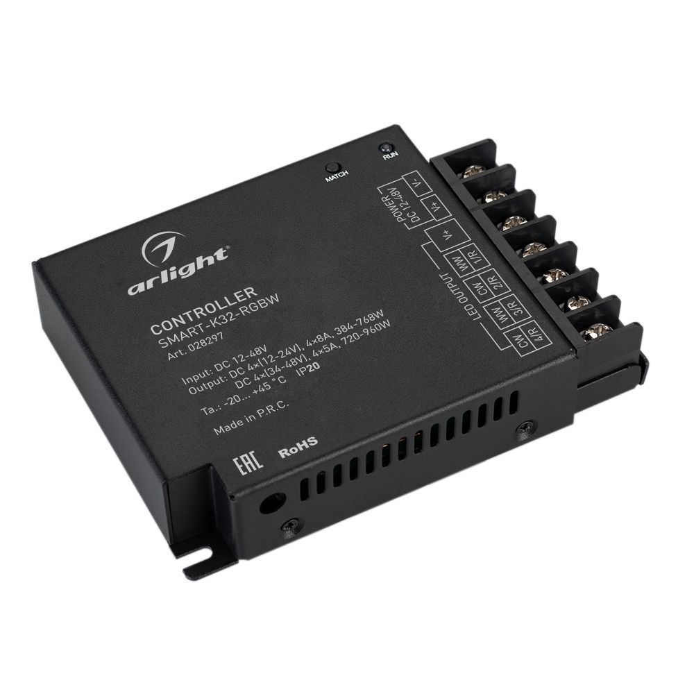 Контроллер SMART-K32-RGBW (12-48V, 4x8A, 2.4G) (Arlight, IP20 Металл, 5 лет) контроллер easybus для светодиодной ленты 5 в 1 монохромный cct rgb rgbw rgb cct 5x4a es b dc