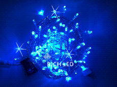 Светодиодная гирлянда Rich LED 10 м, 100 LED, 24 В, соединяемая, синяя, мерцающая, прозрачный провод RL-S10CF-24V-T/B