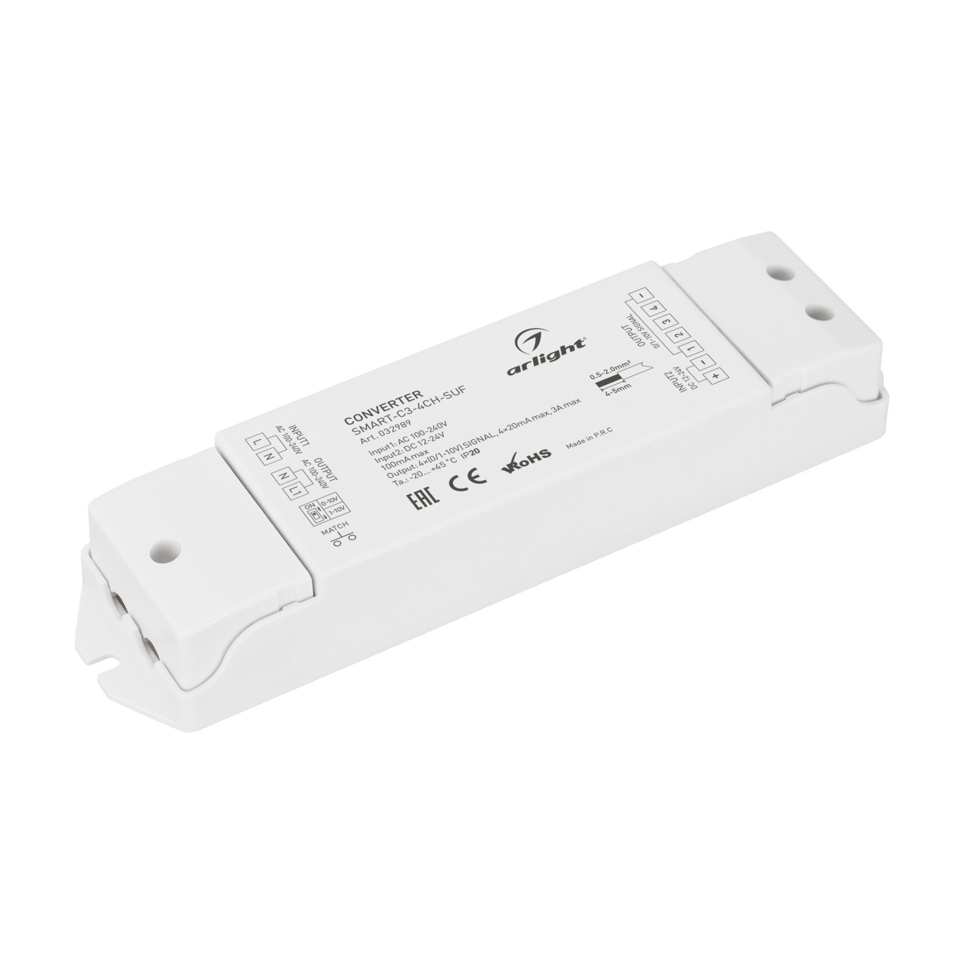 Конвертер SMART-C3-4CH-SUF (12-24V, RF-0/1-10V, 2.4G) (Arlight, IP20 Пластик, 5 лет) конвертер smart k58 wifi white 5 24v 2 4g arlight ip20 пластик 5 лет