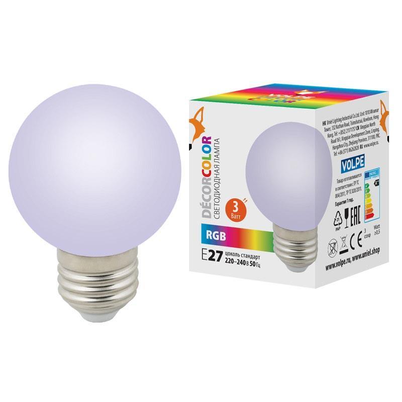 

Лампа светодиодная Volpe E27 3W матовая LED-G60-3W/RGB/E27/FR/С UL-00006960, LED-G60-3W/RGB/E27/FR/С