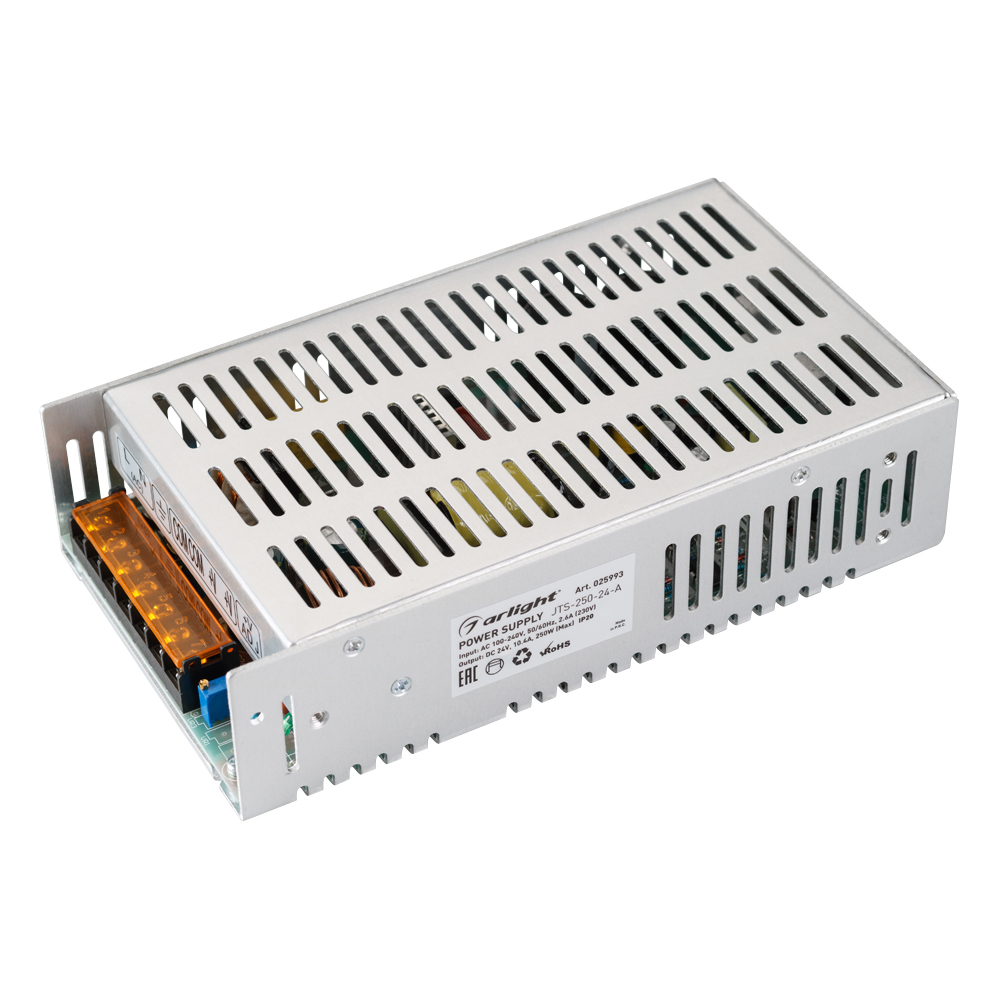 Блок питания JTS-250-24-A (0-24V, 10.4A, 250W) (Arlight, IP20 Сетка, 2 года) блок питания hts 150 12 ls 12v 12 5a 150w arlight ip20 сетка 3 года