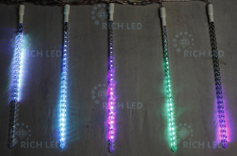 Купить Светодиодные тающие сосульки Rich LED, витая форма, комплект 10 шт. по 50 см, RGB, 12 B, соединяемый. RL-MT10*0.5C-12V-W/RGB