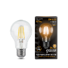 Gauss LED Filament A60 E27 6W 2700К 1/10/51