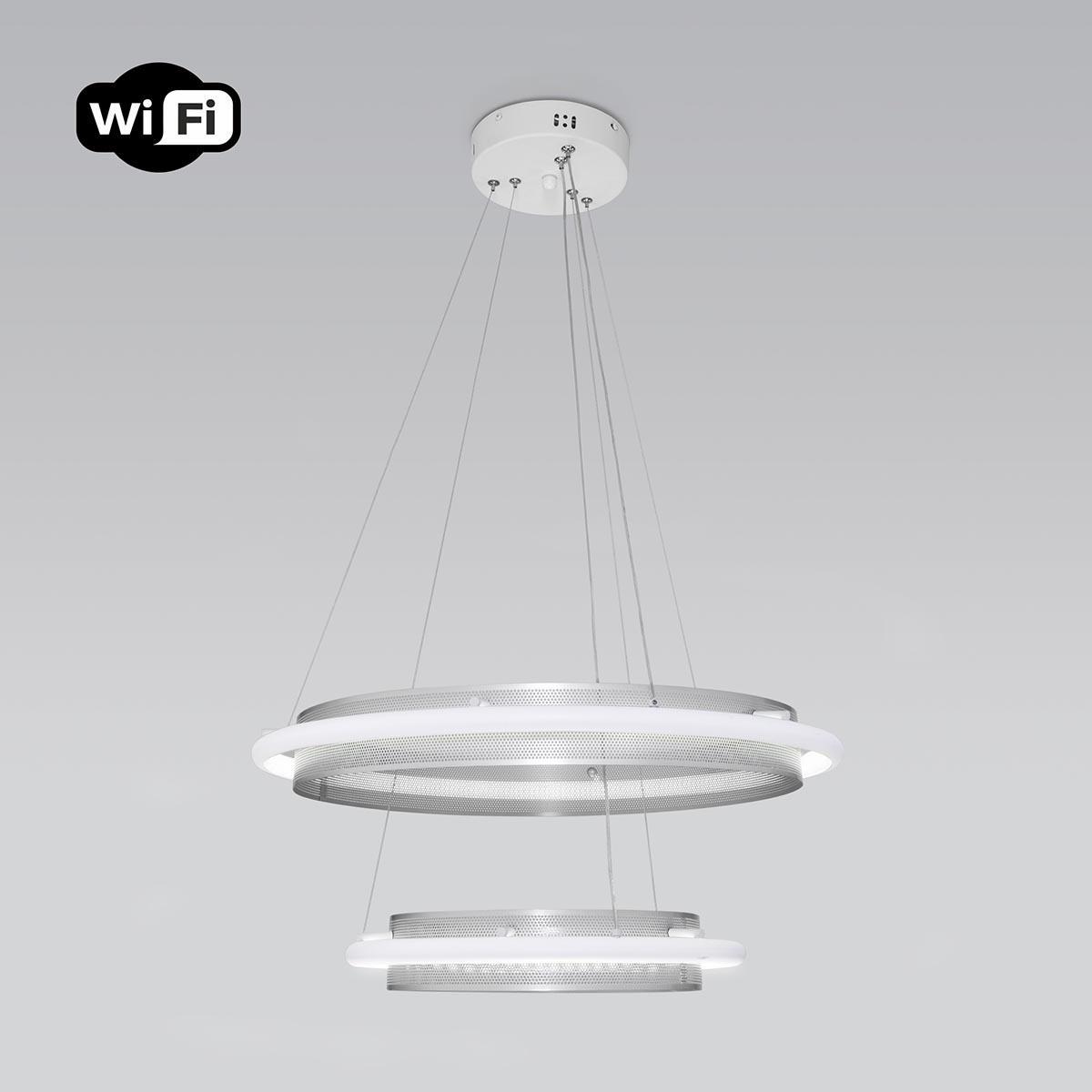 Подвесной светодиодный светильник Eurosvet Imperio 90241/2 белый/ серебро Smart стул мебелик агнесс белый серебро маркус серебро п0004533