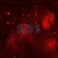 Гирлянда Айсикл (бахрома) светодиодный, 4,0 х 0,6 м, черный провод КАУЧУК, 230 В, диоды красные, 128 LED NEON-NIGHT