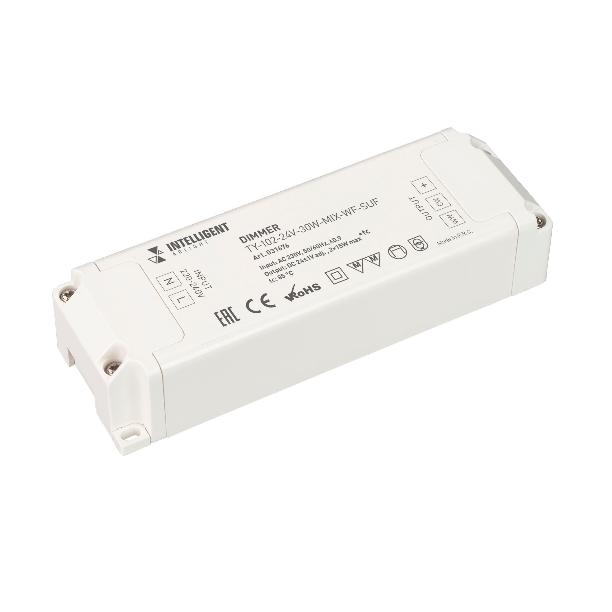 INTELLIGENT ARLIGHT Диммер TY-102-24V-30W-MIX-WF-SUF (230V, WIFI, 433MHz, 2x0.6A) (IARL, Пластик) tuya wifi intelligent reclosing protector current voltage monitoring circuit breaker switch power meter protections values settable mobilephone app control