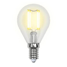 Лампа светодиодная филаментная Uniel E14 7,5W 3000K прозрачная LED-G45-7,5W/WW/E14/CL GLA01TR UL-00003250