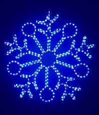 Светодиодная Снежинка Ø0,9м Синяя, Дюралайт на Металлическом Каркасе, IP54