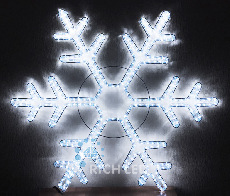 Светодиодная снежинка Rich LED, белый, дюралайт на металлокаркасе, 100 см, 220 B. RL-SFDL100-W