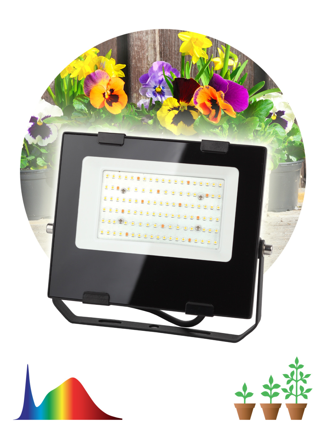 Фитопрожектор для растений светодиодный ЭРА FITO-50W-Ra90-LED для цветения и плодоношения полного спектра 50 Вт прожектор светодиодный для растений эра fito 100 вт полный спектр нейтральный белый свет