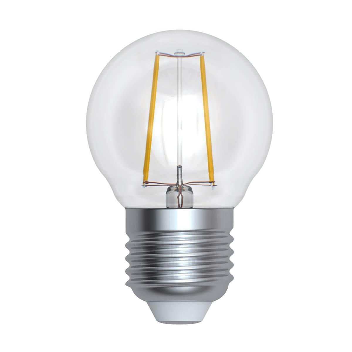 

Лампа светодиодная филаментная Uniel E27 9W 4000K прозрачная LED-G45-9W/4000K/E27/CL PLS02WH UL-00005175, LED-G45-9W/4000K/E27/CL PLS02WH