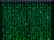 Светодиодный занавес (дождь) Rich LED 2*3 м, влагозащитный колпачок, мерцающий, зеленый, белый провод, RL-C2*3F-CW/G