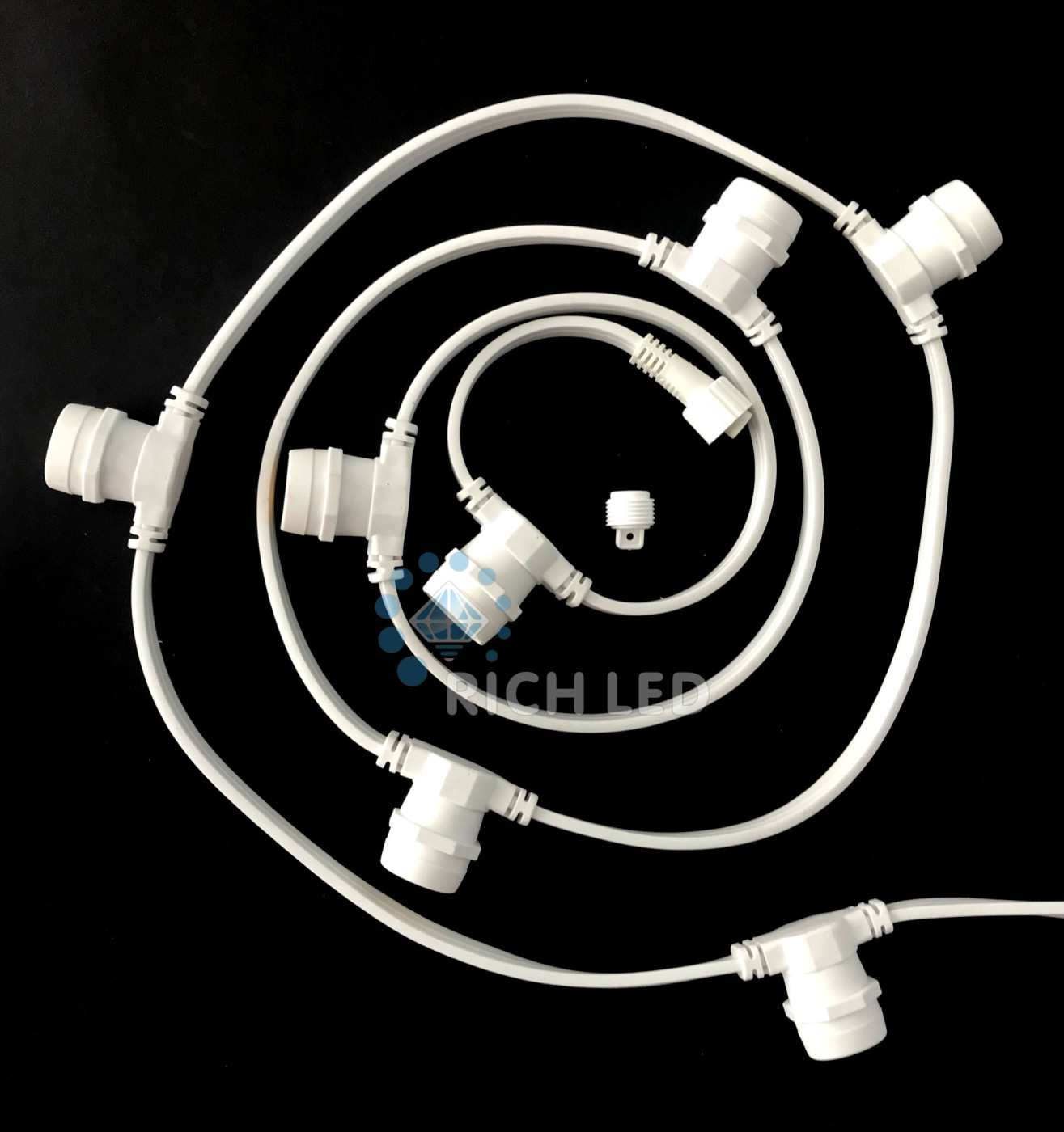 Белт-лайт Rich LED белый, 2-х проводной, между лампами 20 см, патрон-резина, RL-BL2-50M-250-W - фото 1