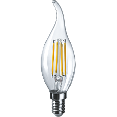 Лампа светодиодная LED 6Вт Е14 230В 4000К NLL-F-FC35-6-230-4K-E14 свеча на ветру прозрачная