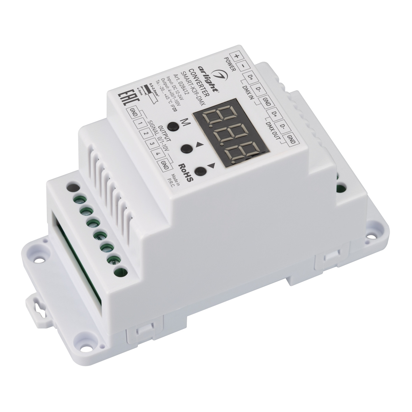 Конвертер SMART-K39-DMX (12-24V, 0/1-10V, DIN) (Arlight, Металл) цифровой конвертер ugreen cm257 usb 3 0 a 3 5 2 5 sata 60561
