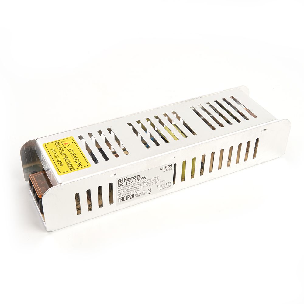 Трансформатор электронный для светодиодной ленты 150W 12V (драйвер), LB009 FERON трансформатор электронный для трековых светильников 100w 48v драйвер lb048
