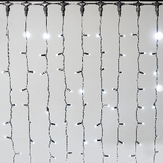 Гирлянда Занавес 2х3 м Белый 220В, 600 LED, Провод Черный Каучук 2,3мм, IP65