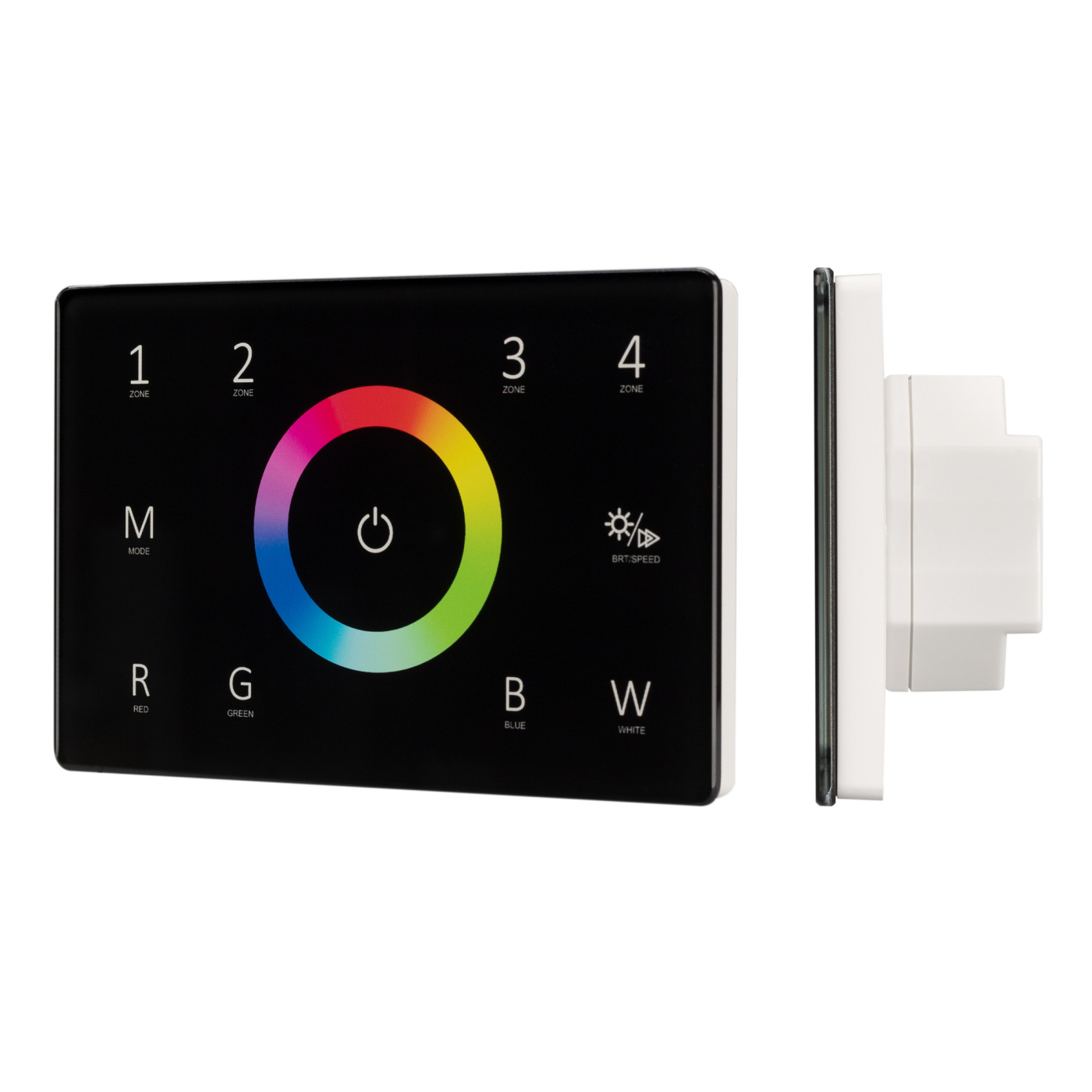 Панель Sens SMART-P85-RGBW Black (230V, 4 зоны, 2.4G) (Arlight, IP20 Пластик, 5 лет) a36 мини беспроводная клавиатура 2 4 ггц air mouse аккумуляторная клавиатура сенсорная панель для android tv box smart tv pc ps3