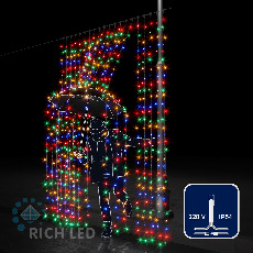 Светодиодный занавес (дождь) Rich LED 2*3 м, мультицвет, прозрачный провод, RL-C2*3-T/M