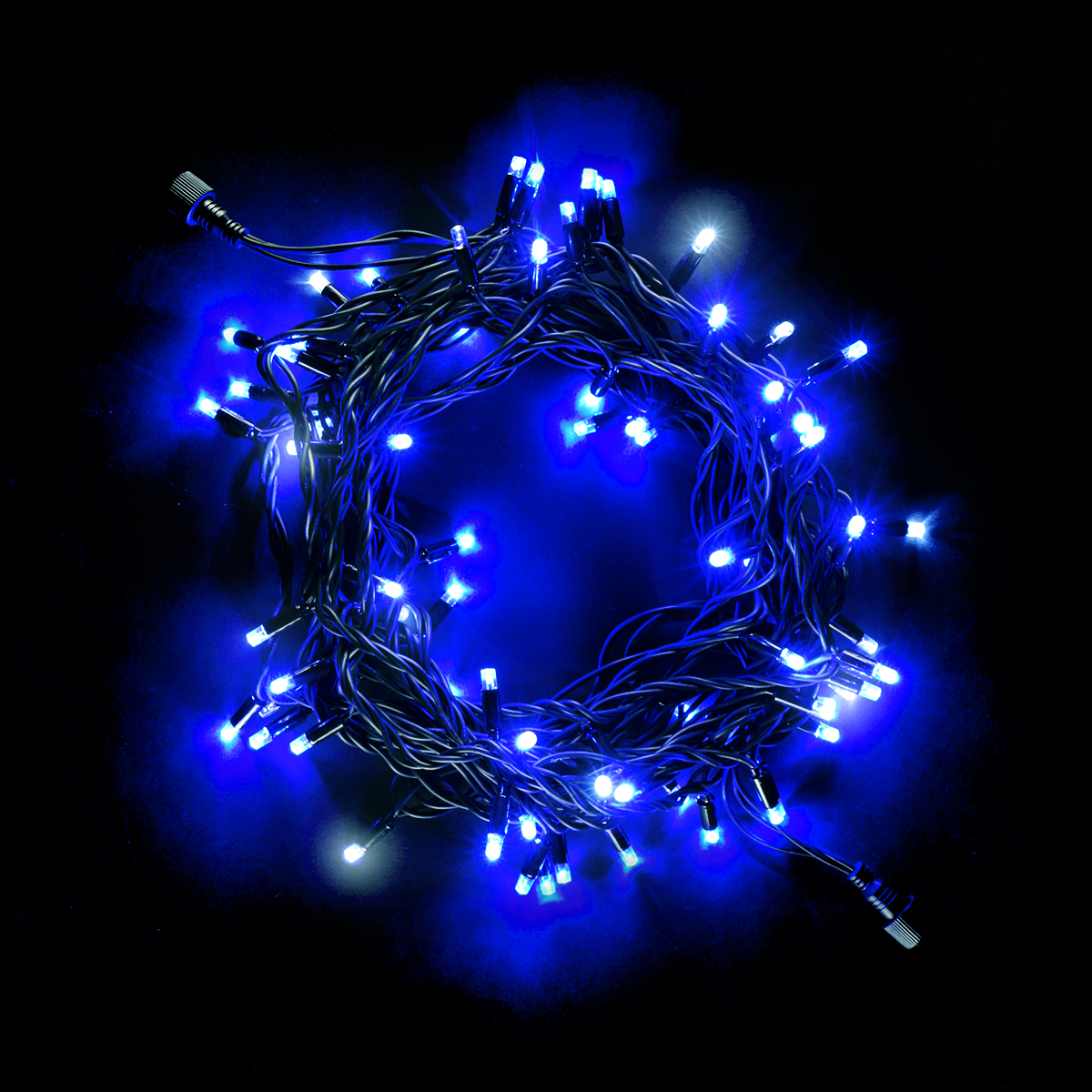 

Гирлянда Нить 10м Синяя с Мерцанием Белого Диода 220В, 75 LED, Провод Черный Каучук, IP54, LL75BLW-1-2B