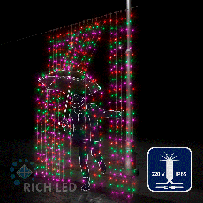 Светодиодный занавес (дождь) Rich LED 2*3 м, влагозащитный колпачок, мерцающий, мульти, белый провод, RL-C2*3F-CW/M
