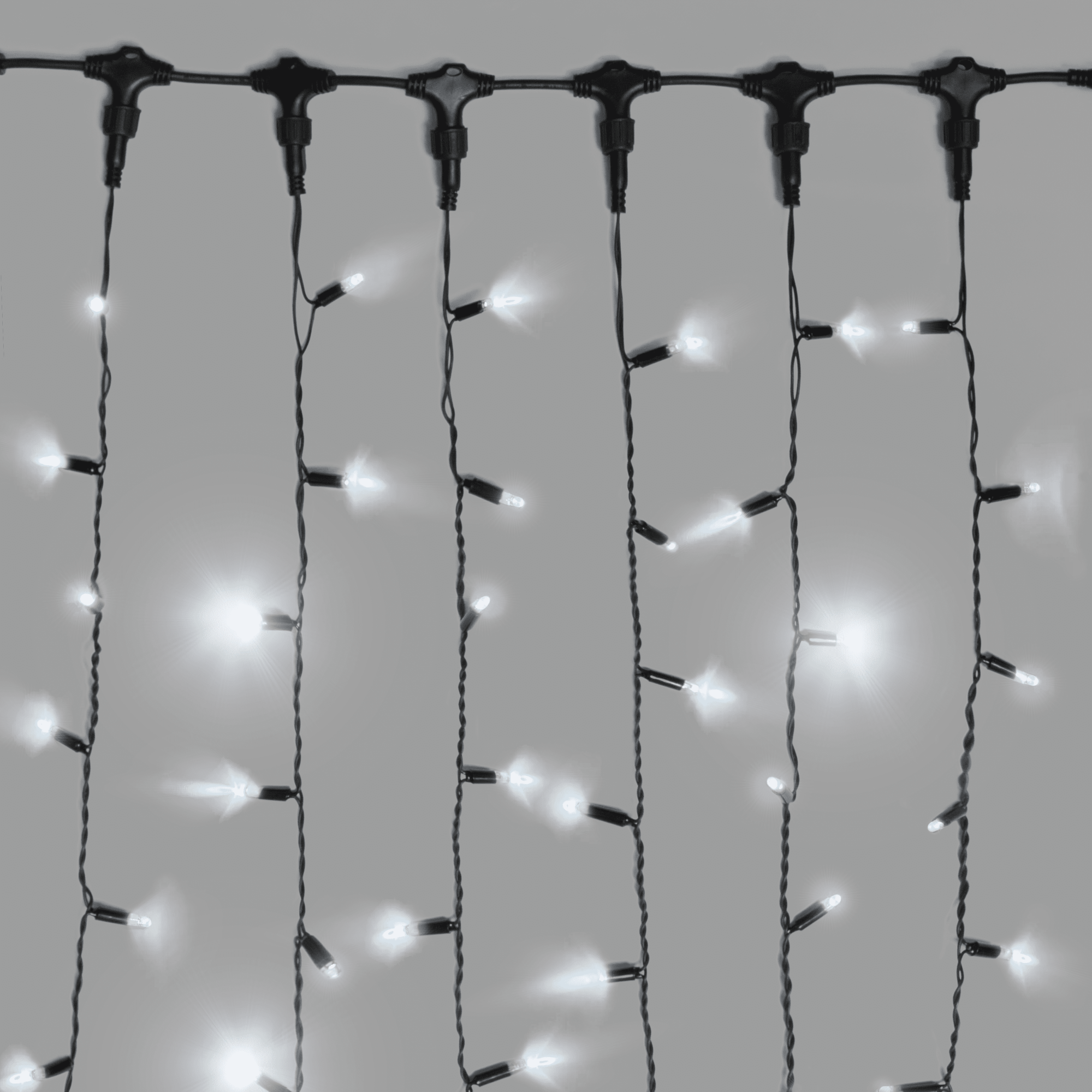 Гирлянда Занавес INOXHUB 2х6м, мерцающий, 600 LED, 220В, IP65, черная резина 2.3мм, БЕЛЫЙ