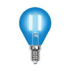 Лампа светодиодная филаментная Uniel E14 5W синяя LED-G45-5W/BLUE/E14 GLA02BL UL-00002989