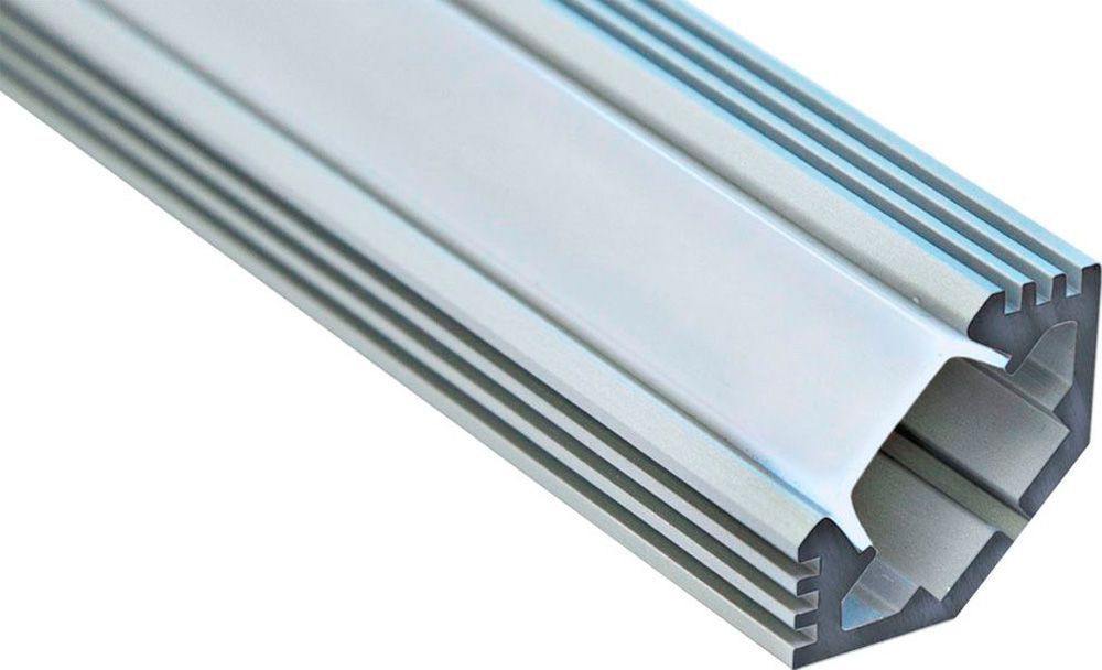 Профиль алюминиевый угловой с фаской, серебро, CAB272 профиль для светодиодной ленты алюминиевый 1 м серебро угловой