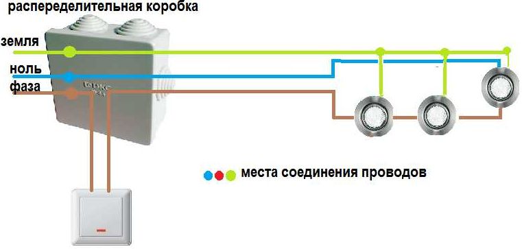 схема подключения светильника к одноклавишному выключателю