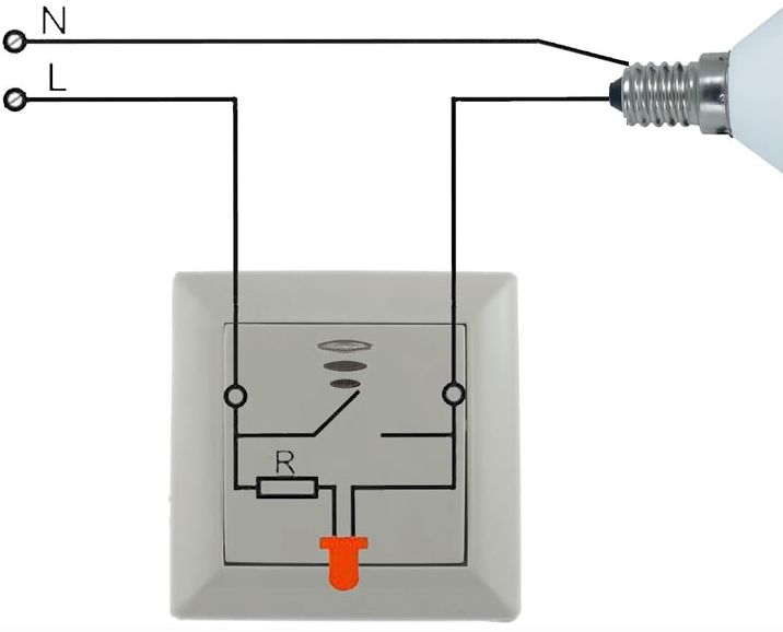 Схема подключения лампы к выключателю