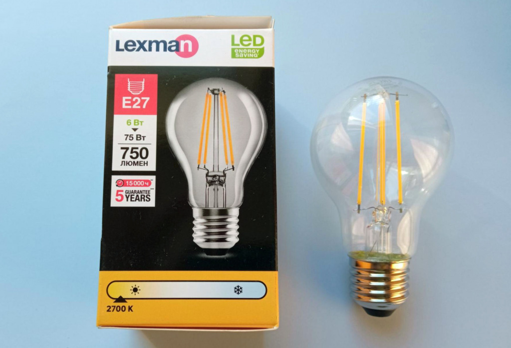 Светодиодная лампа E27 Lexman филамент