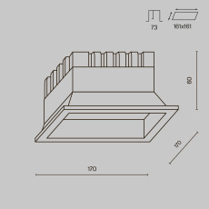 Встраиваемый светильник Okno 3000-4000-6000K 24W 100° IP 44, DL056-24W3-4-6K-B