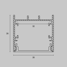 Алюминиевый профиль подвесной -накладной 35x35, ALM-3535B-S-2M