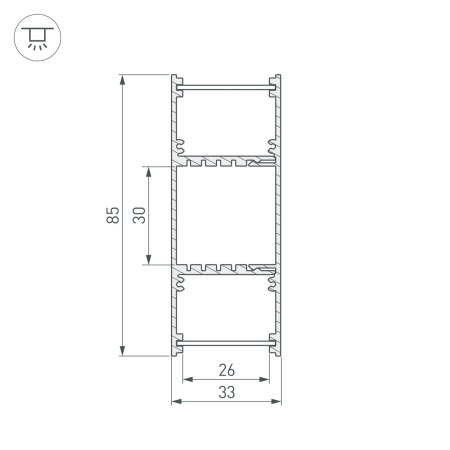 Профиль ARH-WALL-3385-DUAL-2000 ANOD (Arlight, Алюминий)