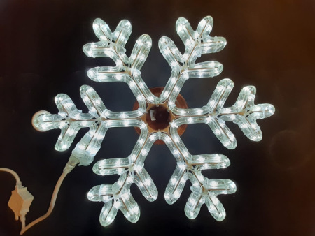 Светодиодная снежинка Rich LED, белая, дюралайт на металлокаркасе, 40 см, 144 LED, 220 B. RL-SFDL40-W