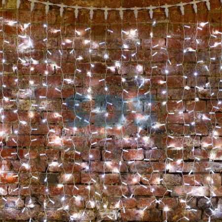 Гирлянда Светодиодный Дождь 2х1,5м, постоянное свечение, Прозрачный провод, 230 В, диоды БЕЛЫЕ, 360 LED