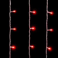Гирлянда Занавес 2 x 3 м Красный с Мерцанием 220В, 600 LED, Провод Прозрачный ПВХ, IP54