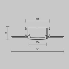 Алюминиевый профиль встраиваемый с вертикальным изгибом ALM-6214TB-S-2M