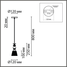 8048/1А SUSPENTIONI LN25 хром/розовый металл/стекло Подвесной светильник E27 1*60W 220V MANOLA