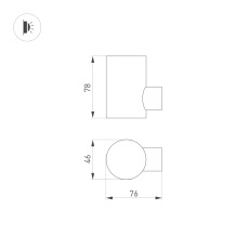 Светильник KT-RAY-WALL-R46-3W Warm3000 (GR, 24 deg, 24V) (Arlight, IP65 Металл, 3 года) 034116(1)