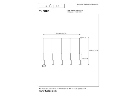 Подвесной светодиодный светильник Lucide Tubule 24401/35/30